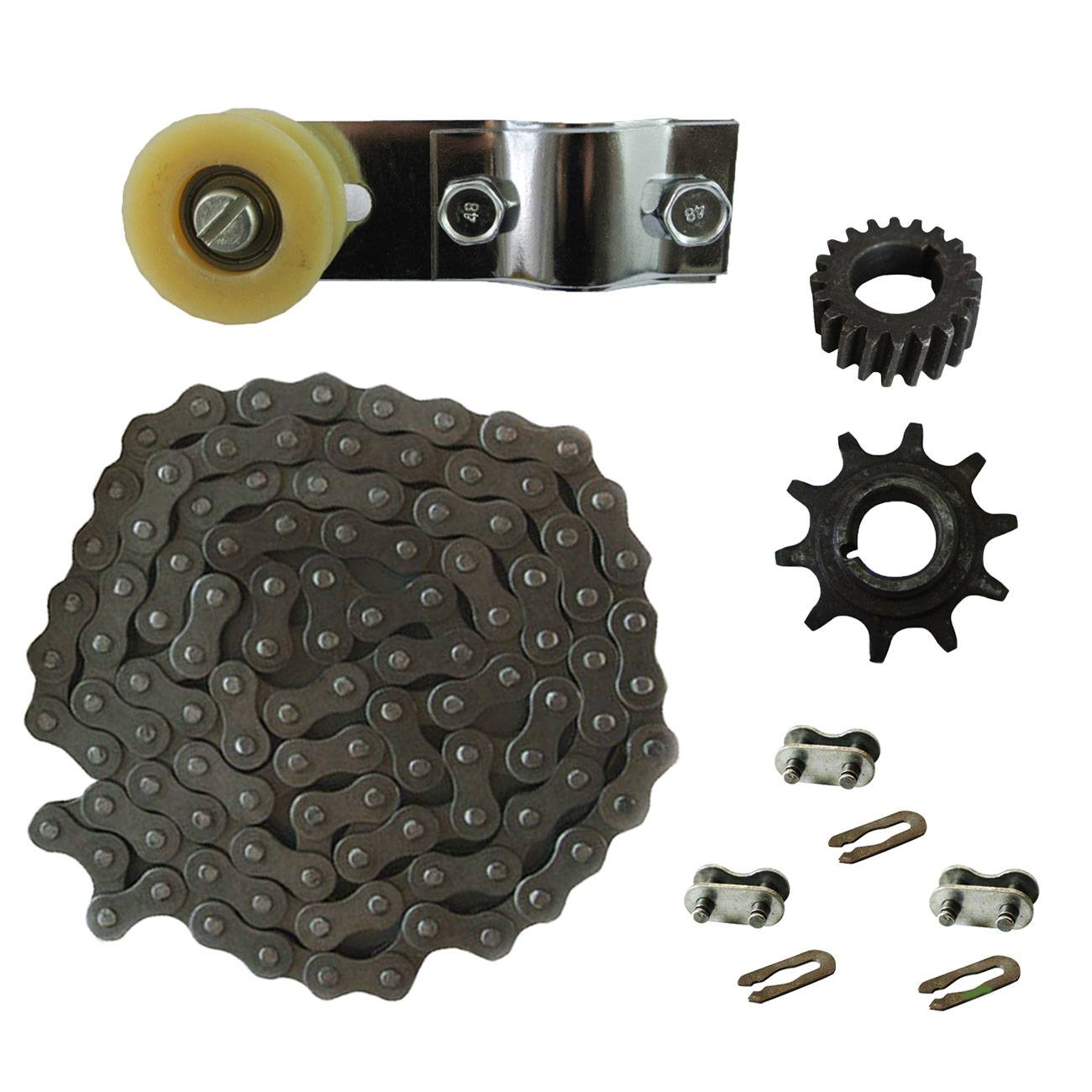 415 Chain&Chain Tensioner&Drive Sprocket Fits 49/66/80cc 2 Stroke Motorized Bicycle