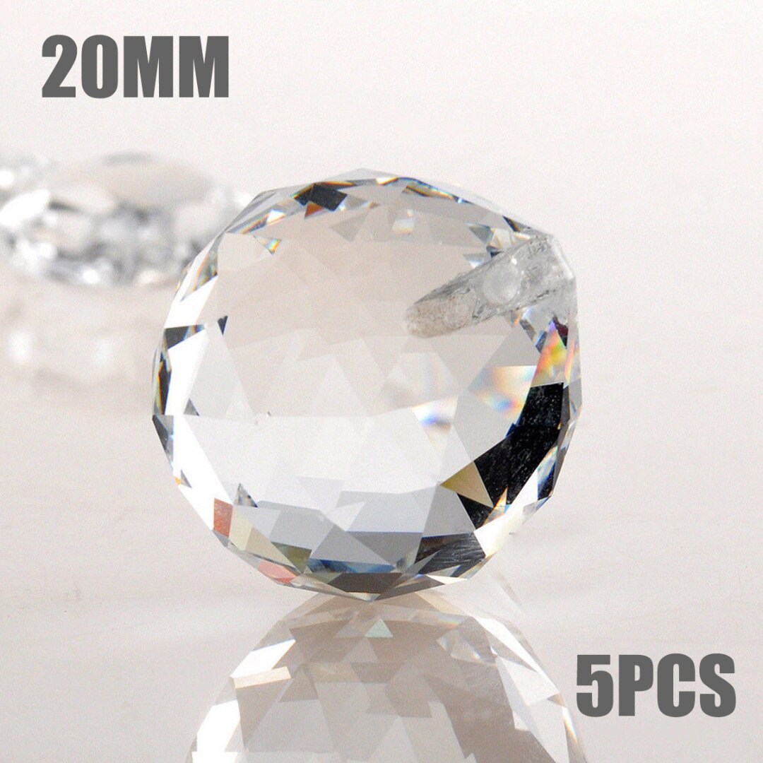 5 Size Clear Feng Shui Hanging Crystal Ball Sphere Prism Faceted Sun Catcher: 20mm / 5Pcs