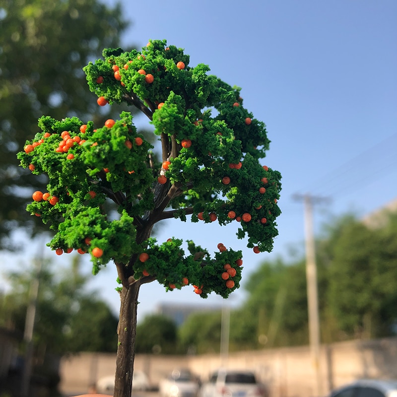 2 PCS 1/87 HO Scale Model(Fruit)Trees tall in 90mm landscape model train railway/railroad layout scenery DIY miniature dioramas