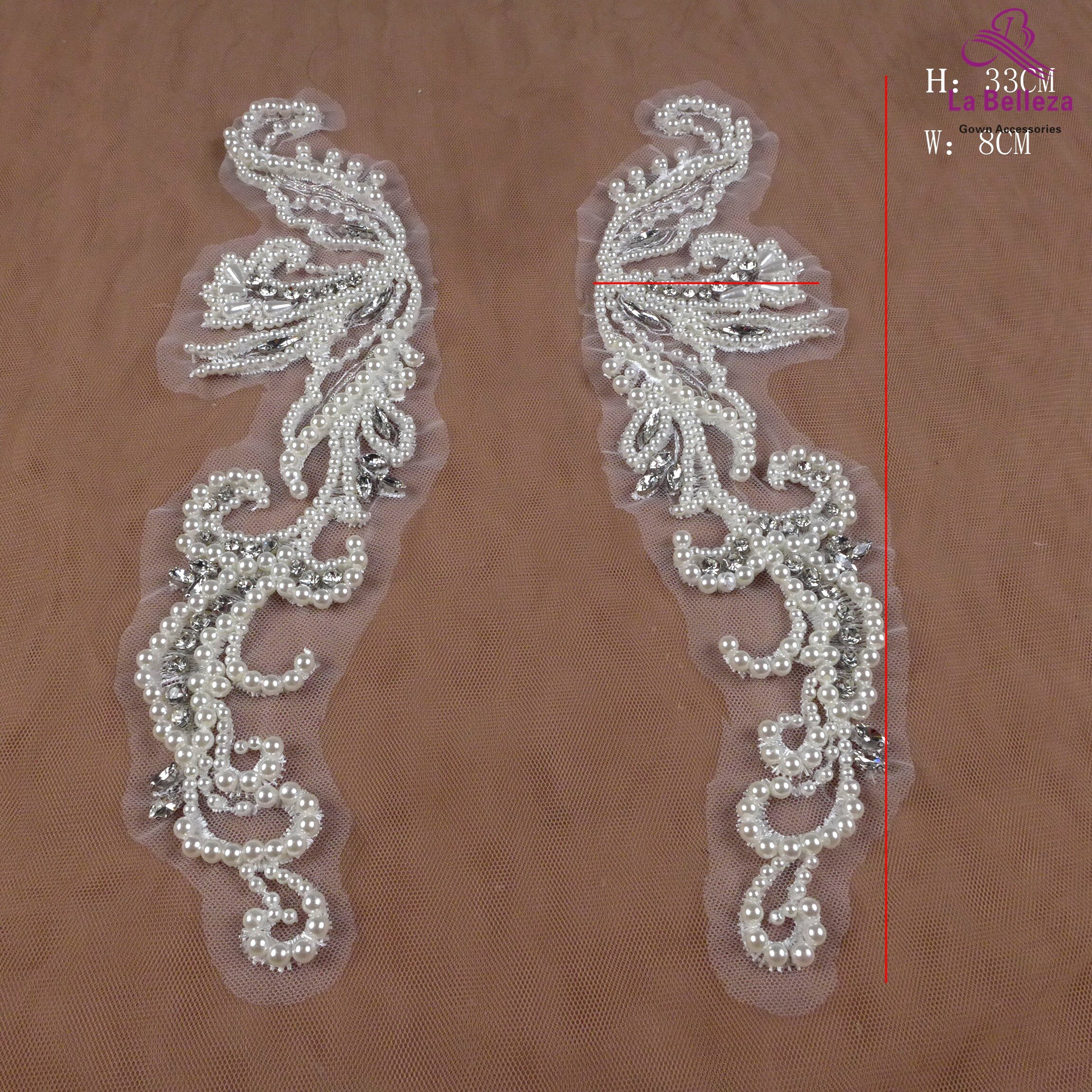 La Belleza Zilver/Off Witte Handgemaakte Kralen Applicaties 37*11 Cm Door Pair