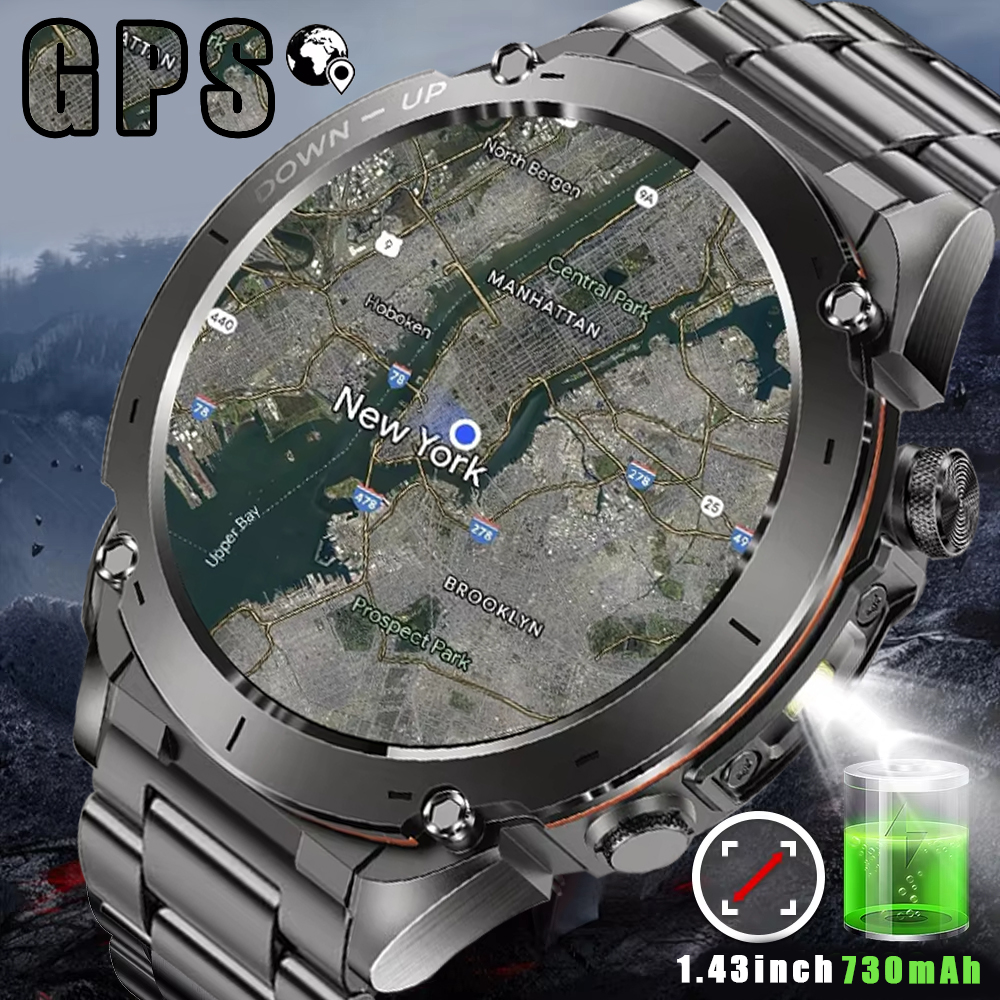 2025 Nuovo per Xiaomi GPS sport Astuto Della Vigilanza 730mAh grande batteria portato torcia bussola barometro Grado Militare Smartwatch da uomo