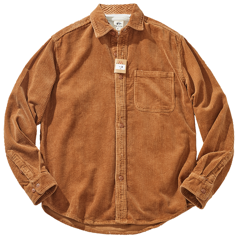 Stylish Men's Thick Corduroy Shirt Jacket with Vintage for Autumn and Winter