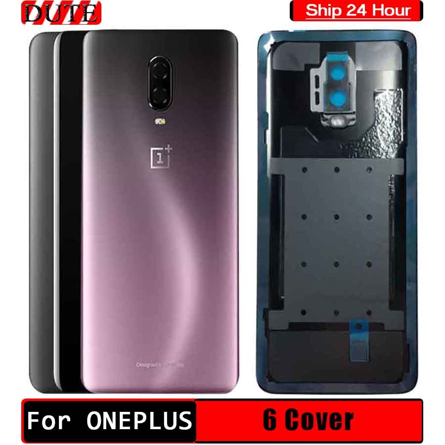 Capa da bateria para oneplus 6, cobertura da caixa de vidro traseira da caixa da porta traseira da caixa para oneplus 1 + 6 6t com lente da câmera