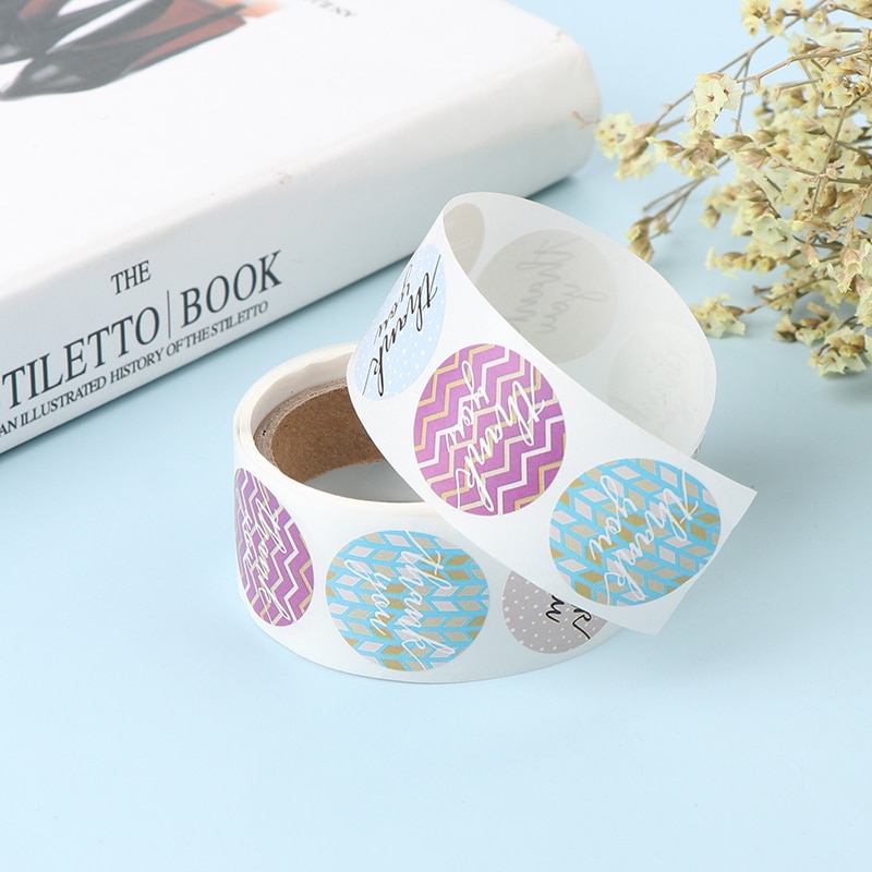 100Pcs/Roll Paper Seal Label Thank You Stickers Custom Box Bake Decoration
