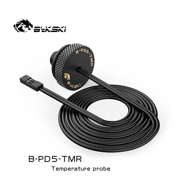 Bykski B-PD5-TMR,G1/4'' Water Cooling Fitting,Temperature Measurement Sensor Plugs,Temperature Probe Black/Silver