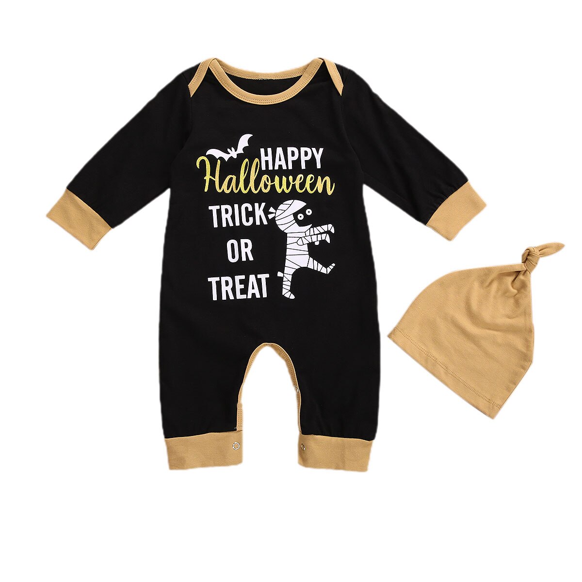FOCUSNORM Autumn Kids Boys Halloween Rompers Cartoon Print Long Sleeve Jumpsuits Outfits 0-12M: B / 9M