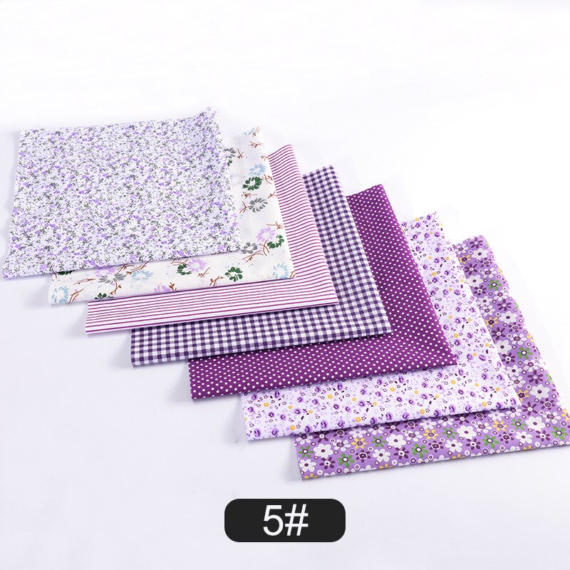 7 morceaux de tissu assorti 25*25cm groupe tissu uni pur coton petite fleur fait main bricolage coton