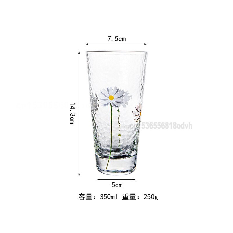 Glazen Beker Kleine Daisy Gehamerd Crystal Cup Huishoudelijke Hittebestendige Transparant Glas Fruit Drink Bier Whiskey Bril