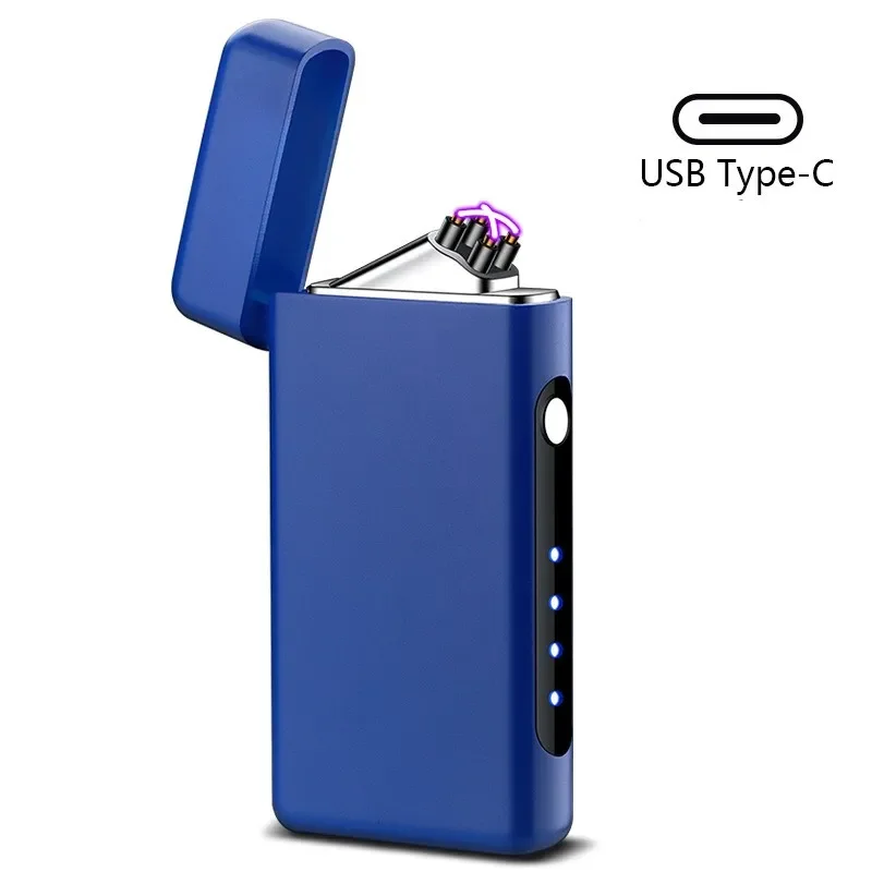 Winddicht USB Typ-C Lade Doppel Arc Feuerzeug Plasma Outdoor Puls LED Display Bildschirm Männer Wiederaufladbare