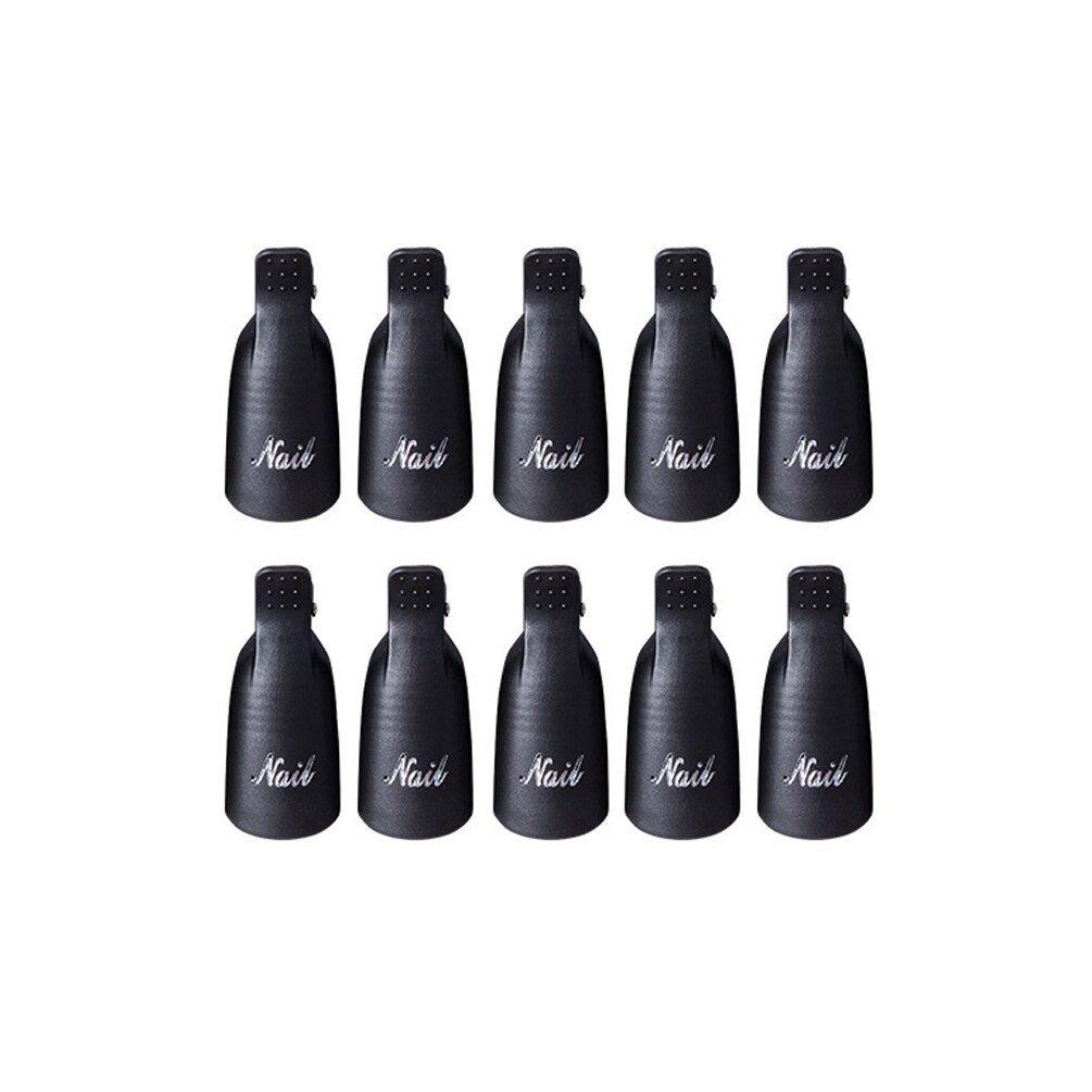 Plastic Nail Art Losweken Cap Clip Uv Gel Polish Remover Wrap Tool Nail Art Tips Voor Fingers Nagellak remover Nail Tool: Black