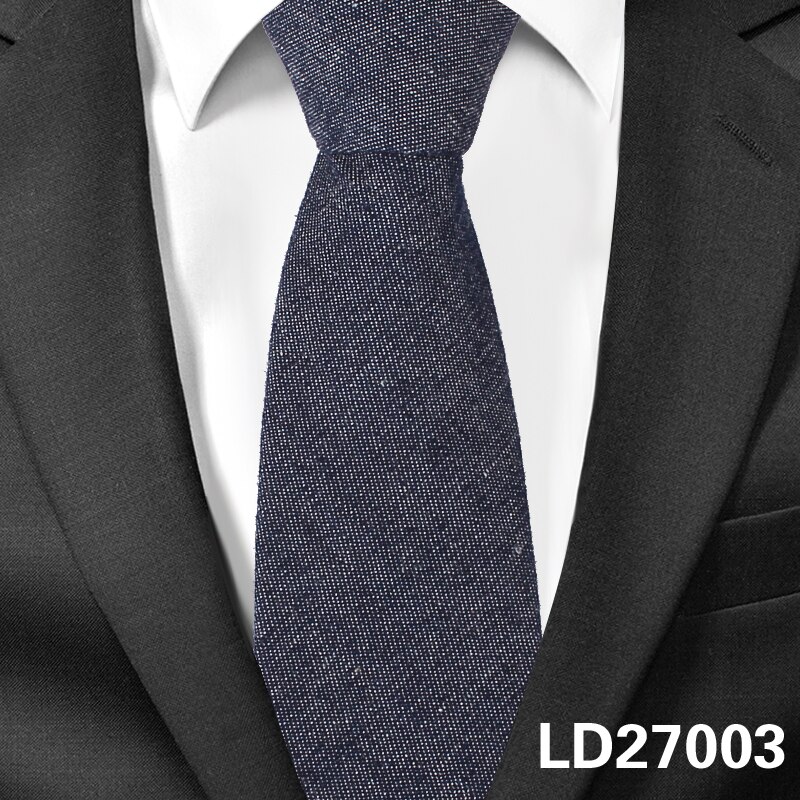 Jeans Neck Ties For Men 6cm Skinny Denim Cotton Ties Casual Solid Necktie Plaid Narrow Gravata Business Suits Tie: LD27003
