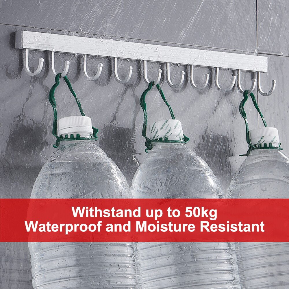 Kitchen Storage Shelf with Hook Wall Mount Coat Rack Rail Bar Wall Storage Hanger Kitchen Organizer Bathroom Accessories