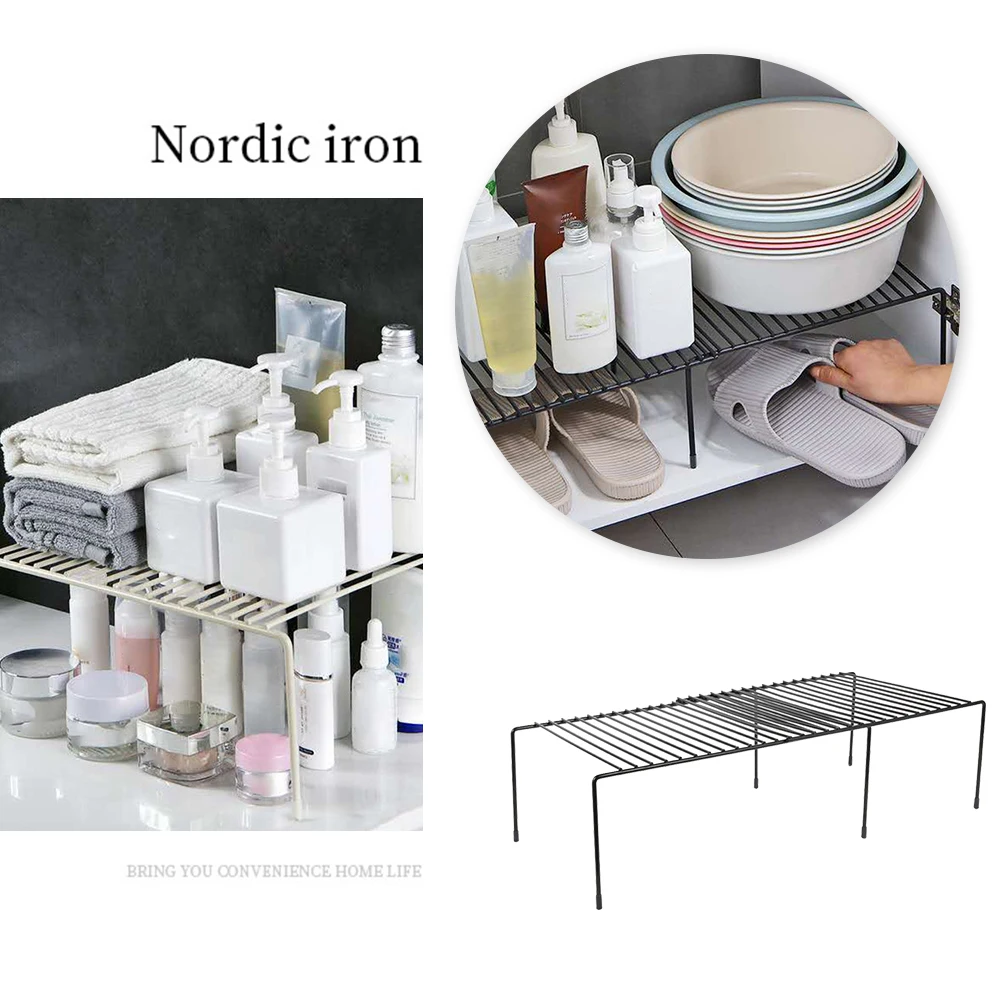 Opbergrek Metalen Holle Afvoer Planken Gootsteen Houder Verstelbare Keuken Plank Organizer Afwasbak Badkamer Kast Stand Rek