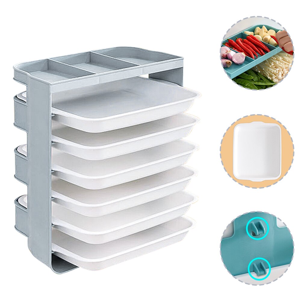 Plateau de rangement de légumes et de fruits à 6 niveaux, étagère murale multifonctionnelle de cuisine, ensemble de rangement de fournitures de cuisine: gray / 3-Layer