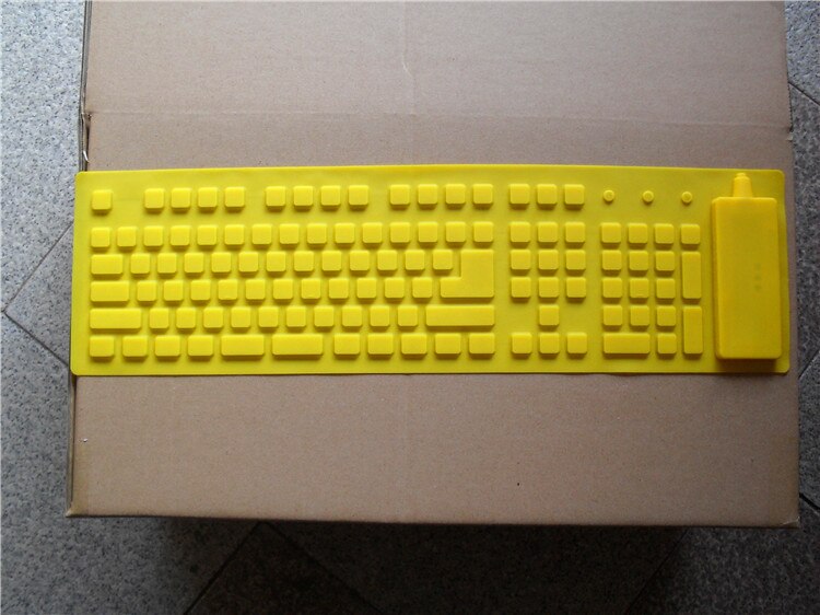 109Keys Keyboard USB Wired Soft Silicon Keybarod Foldable Waterproof Keyboard For PC Desktop Laptop: Yellow