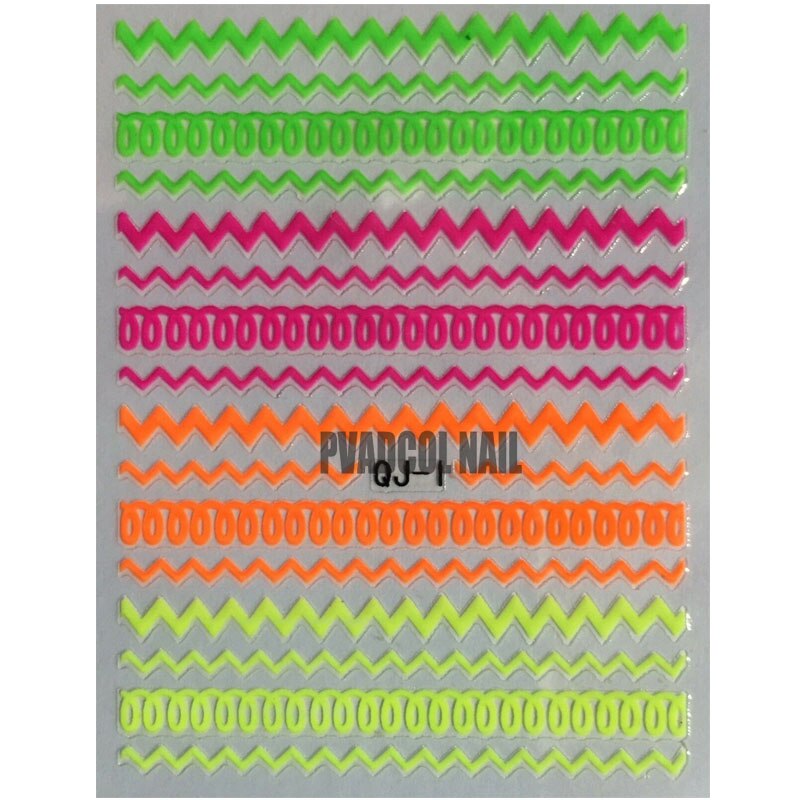 Nail art 3d dekal klistermärken neon linjer stjärnor sommar naglar självhäftande manikyr akryl designs verktyg
