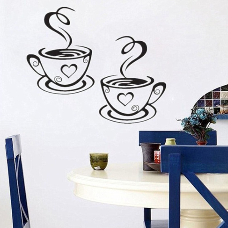 A pair of printed coffee mug wallpapers for kitchen decor background wallpapers