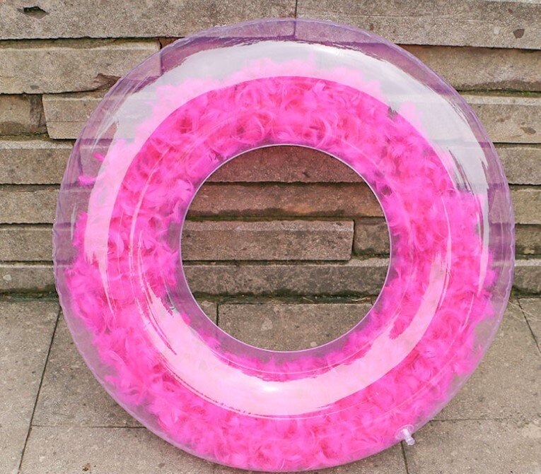 Oppblåsbar svømmering gigantisk basseng flyteleker sirkel strandfest oppblåsbar madrass vann voksen sommer svømme sirkel flytende: rose rød 120cm