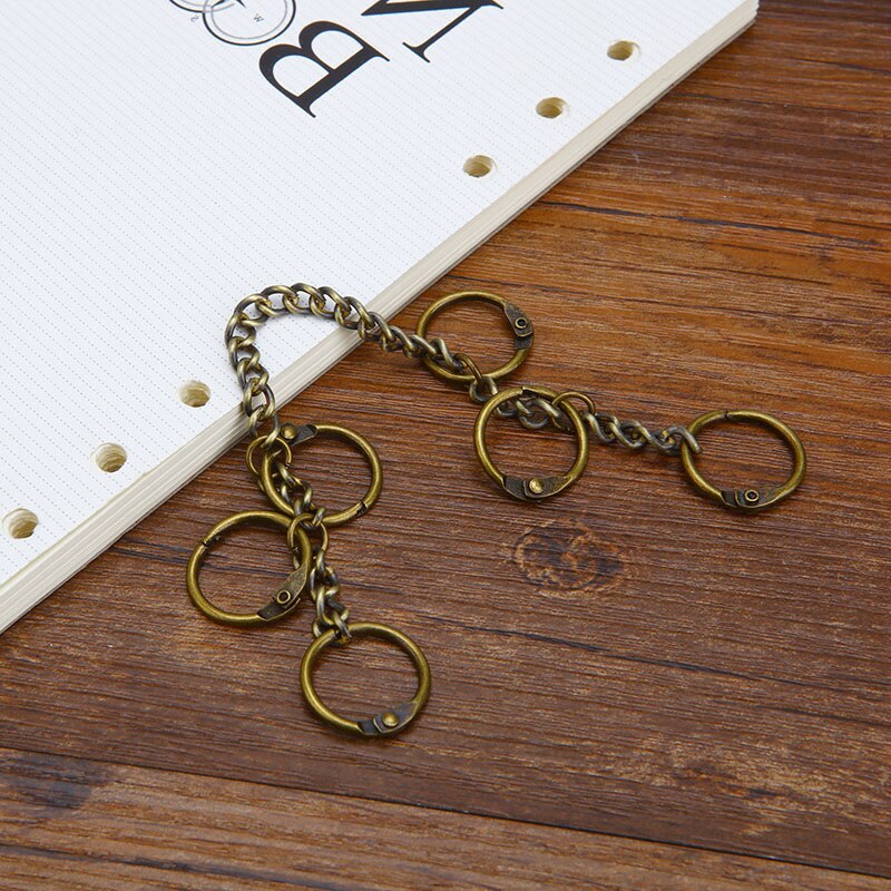 Metall verlieren Blatt Buch Bindemittel Klapp Ringe Mit Kette Keychain DIY Album Sammelalbum Handwerk Alben Buch Bindemittel Schule Büro Supplie