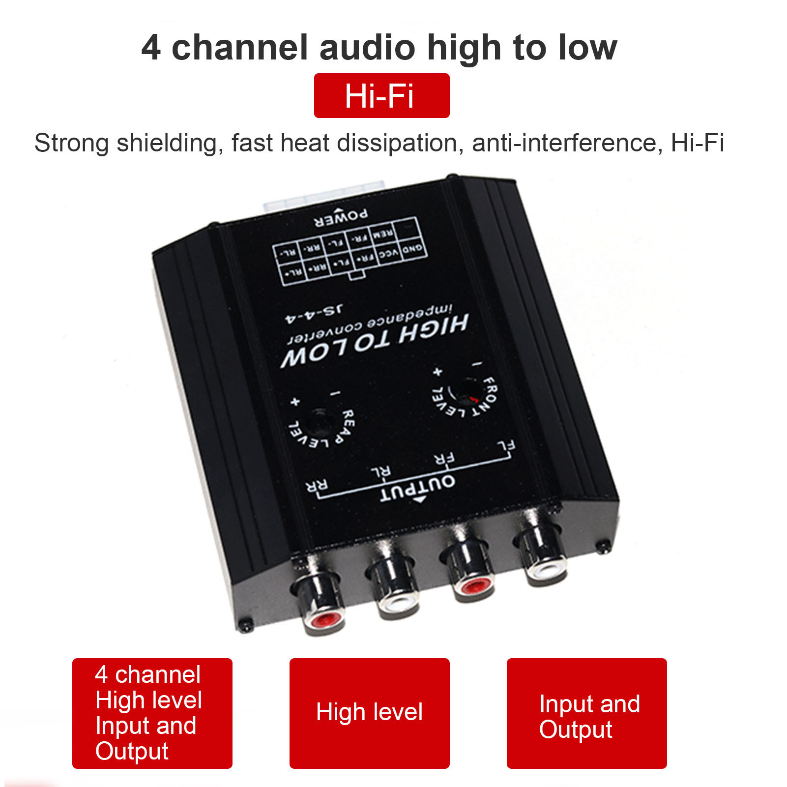 Auto lautsprecher zur Leitung 12V 4-Kanal-Audio--Impedanzwandler Hoch-bis Niedriglinien-Autoradio-Radio-Lautsprecher-Frequenz Filter