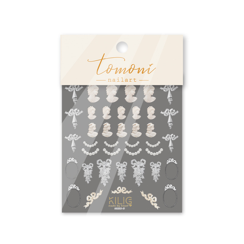 Nail art mærkat manicure designs kilig rokoko stil selvklæbende negle dekoration mærkat: Kilig -01