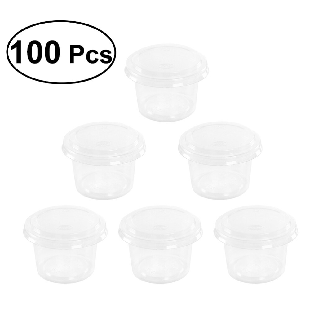 100Pcs 1Oz Wegwerp Portie Cups Clear Gedeelte Container Met Deksels Voor Jelly Yoghurt Mousses: Default Title