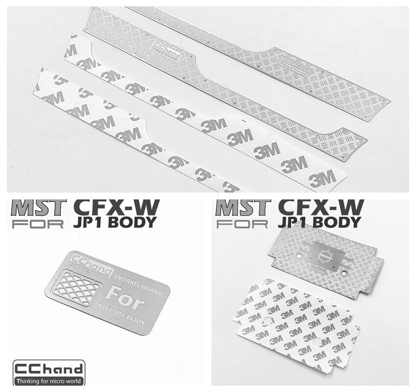 CChand metal rear bucket door skid plate sill guard wading throat grill snokle grid for MST JEEP CFX-W JP1 body cover rc car: Three together