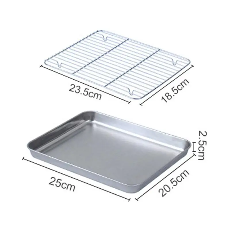 Edelstahl-Grilltablett, flaches Chassis, vielseitig einsetzbar, abnehmbares Kühlregal, Tablett-einstellen, antihaftbeschichtete Kuchen-Backform für sterben Küche: Licht Grün