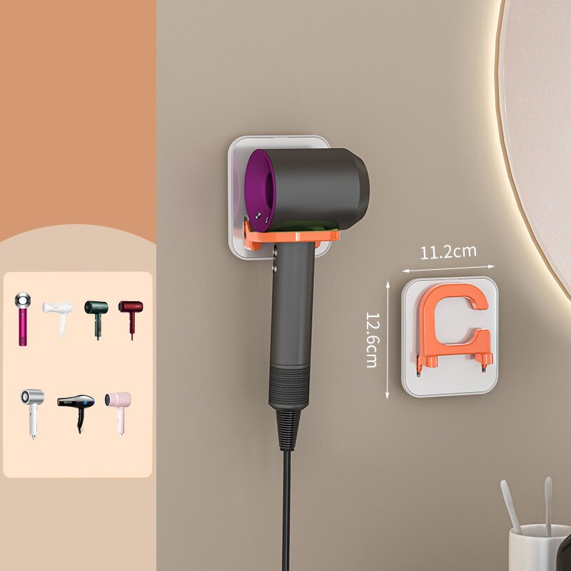 Bathroom Hair Dryer Rack Luxury Wall-mounted Hair Dryer Storage Holder Foldable Multi-function Bathroom Accessories Home Decor: A