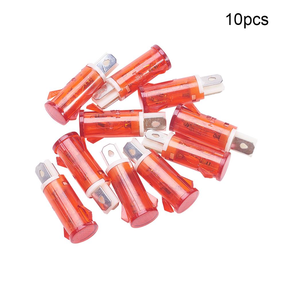 Othmro 13mm Flat Top Pilot Signal Lamp Panel Plastic Indicator Light Motorcycle LED 220V Red/ Green/Yellow Light MDX-14A: Red 10pcs