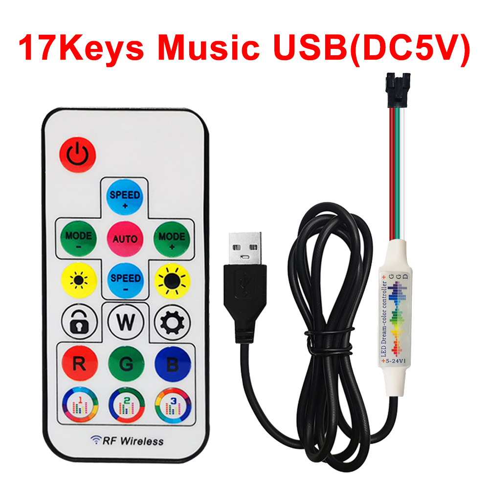 DC5V WS2812B DIY LED Ring 8 to 241 Pixels 5050 RGB Individually Addressable WS2812 Round Modules With 17Keys Music RF Controller: WHITE