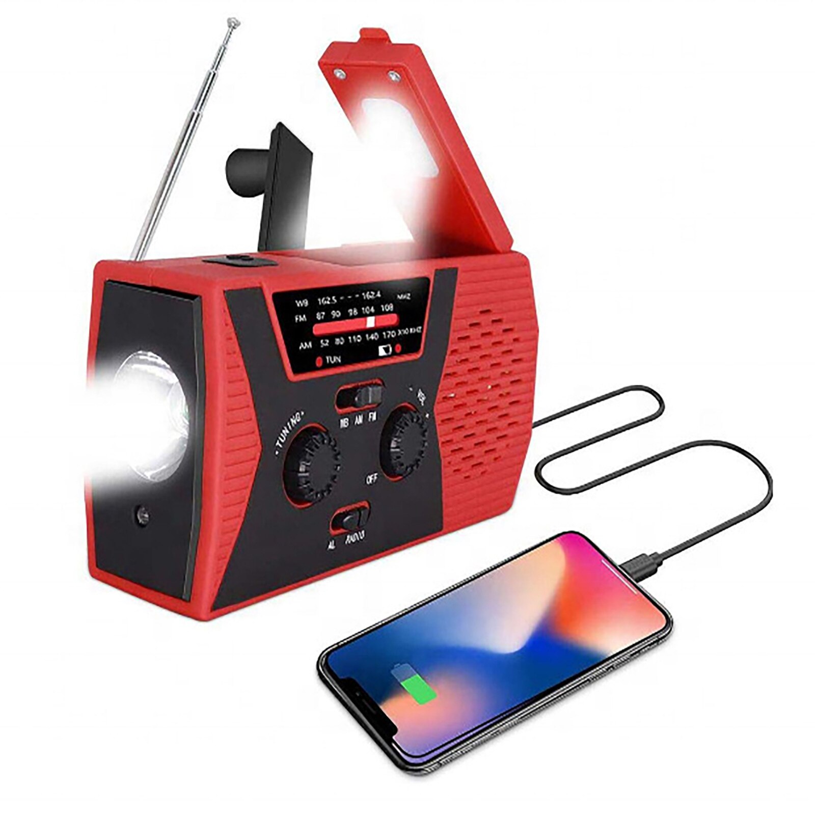 Draagbare Hand Crank Radio 4000Mah Solar Crank Dynamo Powered Am/Fm Us/Noaa Weather Radio Gebruik Emergency led Zaklamp Power Bank