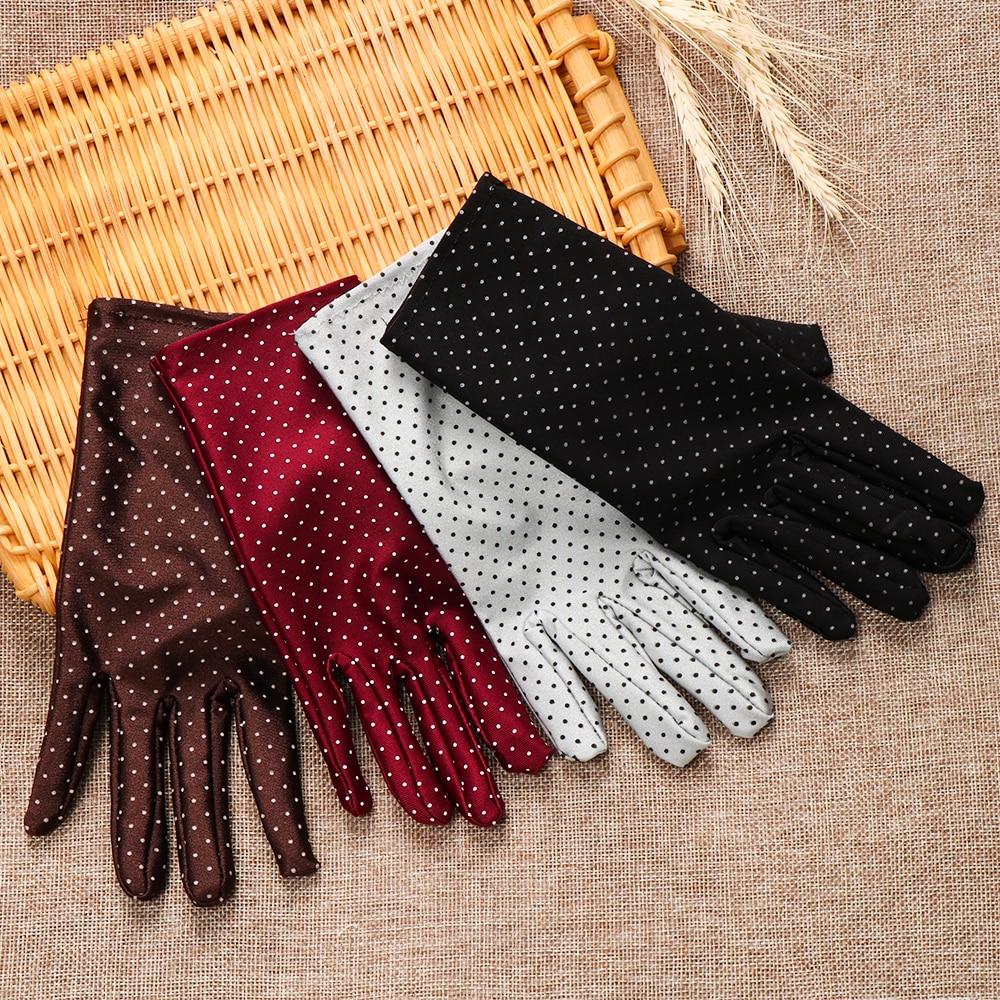 1 par solbeskyttelse håndledshandsker dot elastiske vanter damehandsker strikket stof vintage vanter til indkøb