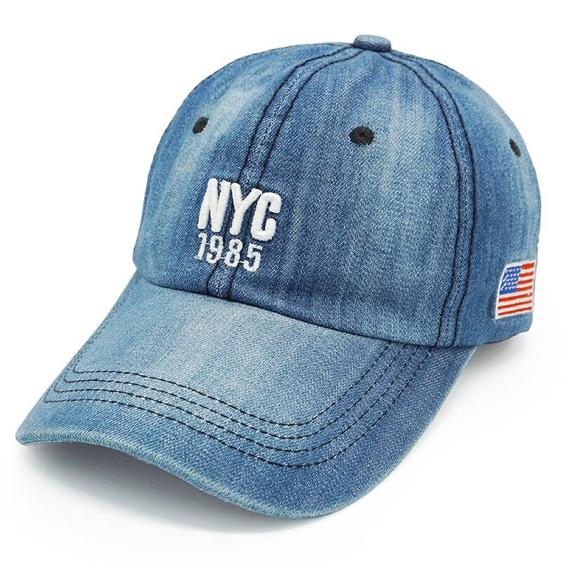 NYC Denim Baseball Cap Mannen Vrouwen Borduren Brief Jeans Snapback Hoed Pet Zomer Sport VS Hip Hop Cap gorras: blue1