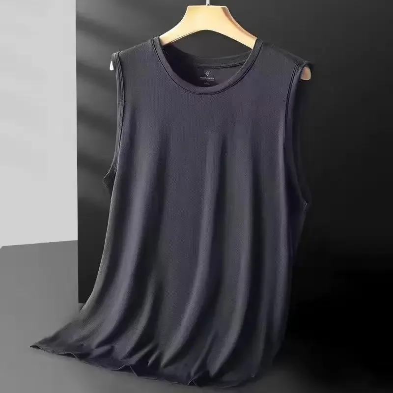 Herre issilke mesh vest let sports sommertøj ærmeløs t-shirt tanktop afslappet overtøj: M / Mørkegrå