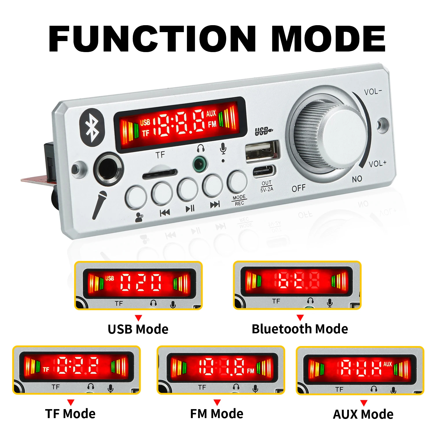 80w Verstärker Bluetooth 5,0 DIY MP3 WAV Decoder Board DC 12V 2*40W Wireless Auto USB MP3-Player TF Kartens teck platz USB FM mit Mikrofon