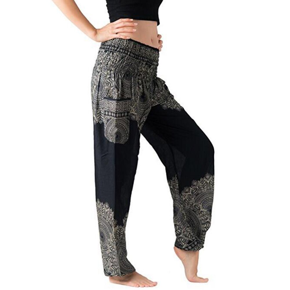 Vrouwen Casual Losse Yoga Broek Broek Indian Multicolor Baggy Boho Aladdin Jumpsuit Harembroek Naadloze Leggings Harembroek: Black