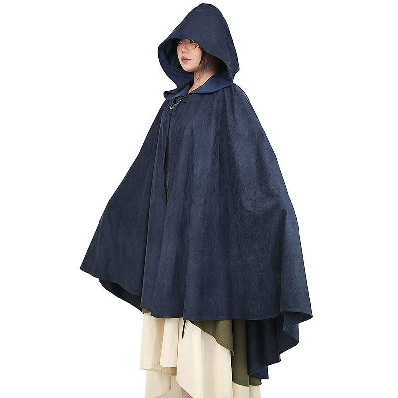 Cappa mantello Cosplay medievale lungo capo festa di Halloween delle donne degli uomini adulti maga lungo stregoneria Wicca Robe abito da nascondere rievocazione storica: XXL / Blu
