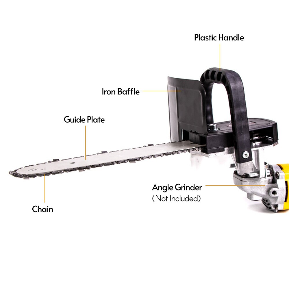 Meuleuse d&#39;angle de scie à chaîne électrique 12 pouces, convertisseur adaptateur de bricolage, interrupteur de tronçonneuse sans fil avec ensemble de supports pour le travail du bois