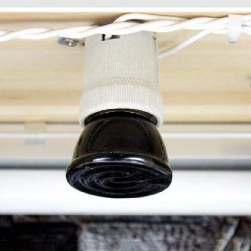 E27 Mini Infrarot Keramik Heizung Birne Aufzug Globus Lampe für Ebene Reptil-Schwarz-Schwarz, 100W