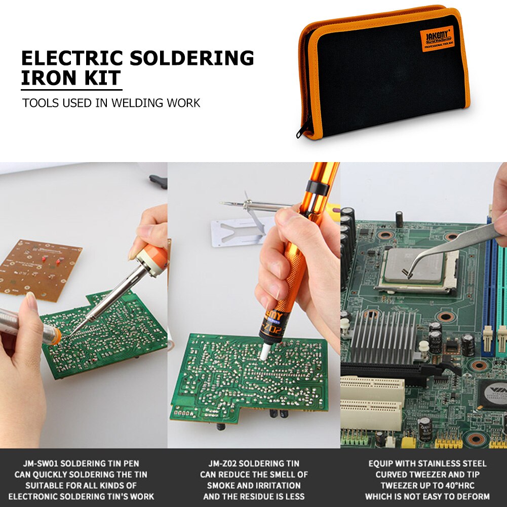 Universal Electric Welding Soldering Iron Kit Tool Bag Electric Iron Maintenance Tool Bag for Household Hardware Repair