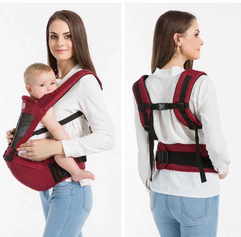 I aktiesolid, åndbar og ergonomisk nyfødt bæresele, justerbar, med brystbælte, kænguru-rygsæk fra 0 to 4 år