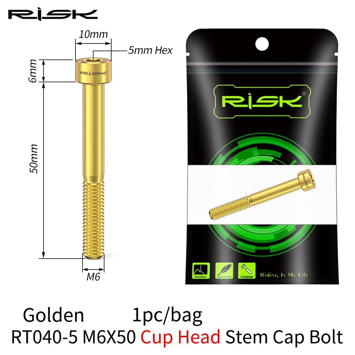 RISK 1PCS M6x30 M6x35 M6x40 M6x50mm Bicycle Headset Bolts Titanium Stem Cap Screws for Mountain MTB Road Bike M6*30/35/40/50mm: plum