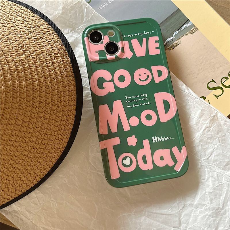 Funda de teléfono con letras en inglés para IPhone, carcasa a prueba de golpes, estilo Simple, Rosa, Verde, 14, 12, 13, 11 Pro, Pro Max Plus, X, XR, Xsmax