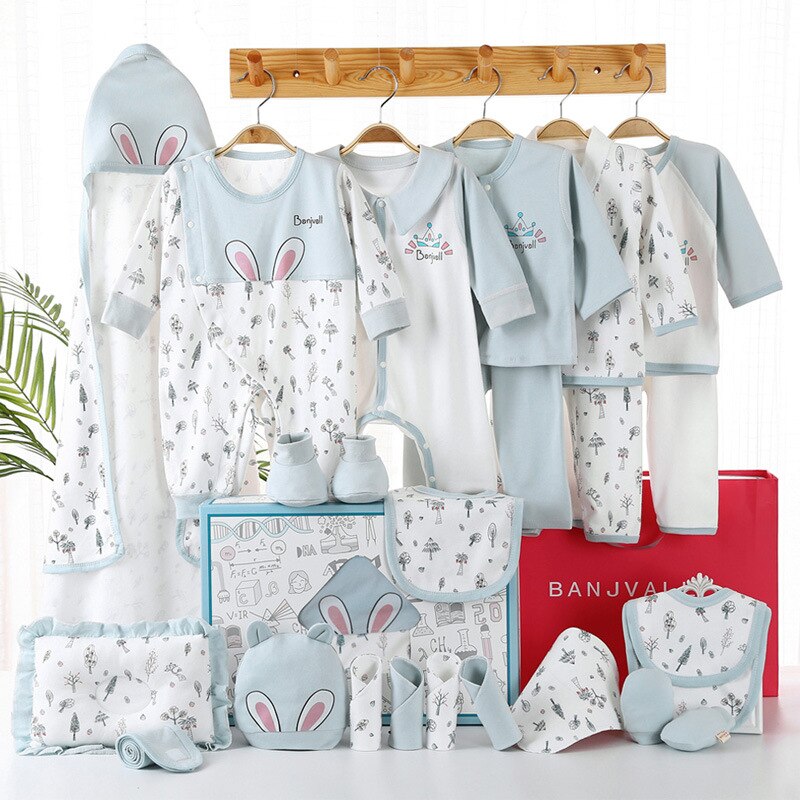 24 stk unisex baby pige tøj nyfødt sæt baby dreng tøj bomuld sommer baby forsyninger efterår vinter forår tøj sæt: Blå sæt / 3m(59cm)