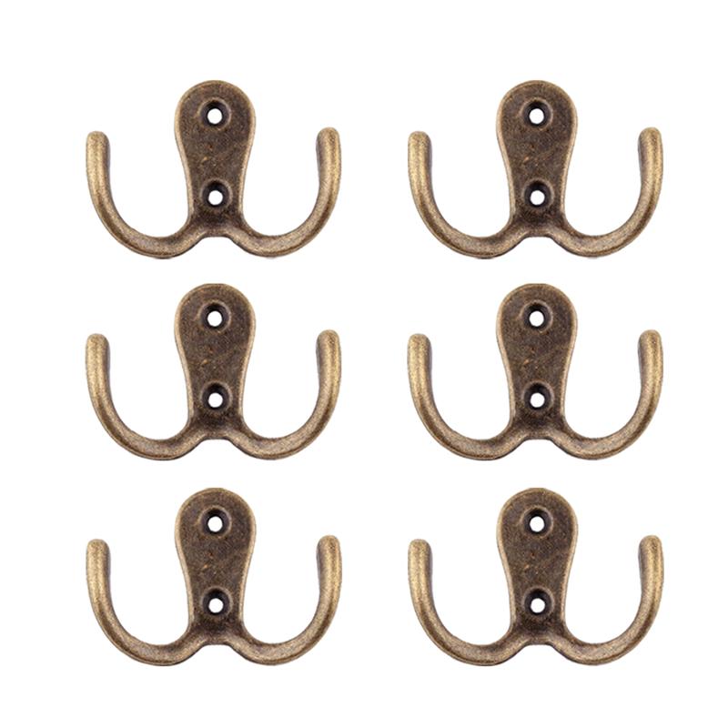 10pcs 2-Pronged Coat Hooks Wall-Mounted 2 Hole Towel Hanger For Coats Hats Clothing Double Hook For Wall Hanging Clothes And Hat