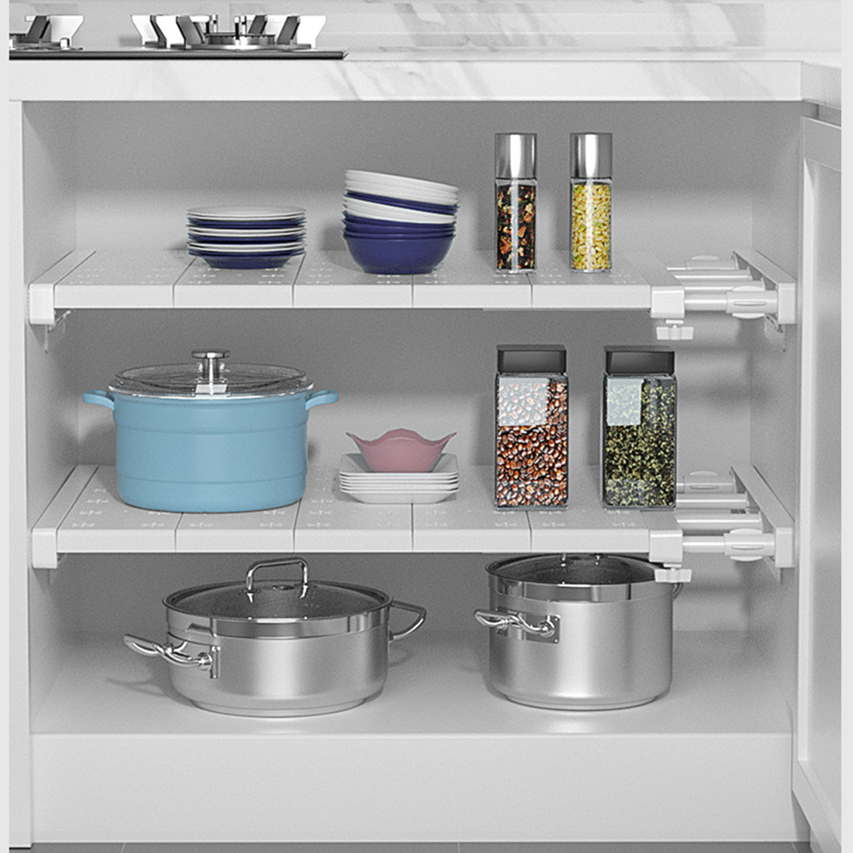 1-5Pcs Retractable Closet Divider Adjustable Wardrobe Closet Organizer Shelf Extendable Storage Tension Rod Rack Cabinet Holder