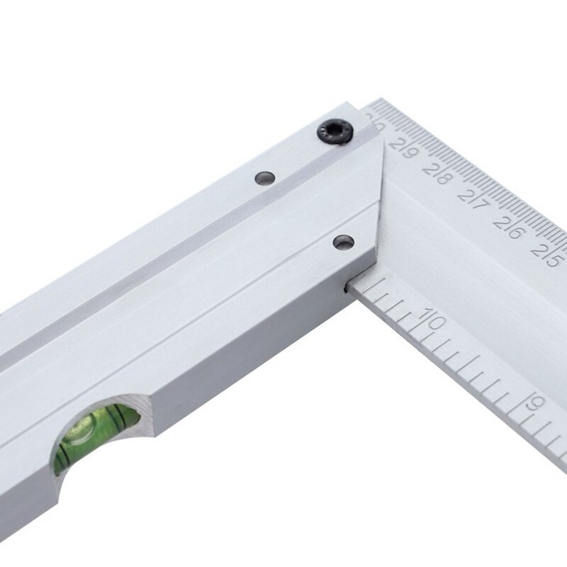 300mm Square Ruler 90 Degrees Aluminum Alloy with Level Bubble Metric/Inch Woodworking Foot Level Tools
