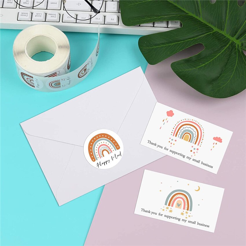 Rainbow Thank You Card For Supporting My Small Business Happy mail Thank You sticker Labels for Birth days Christmas decor