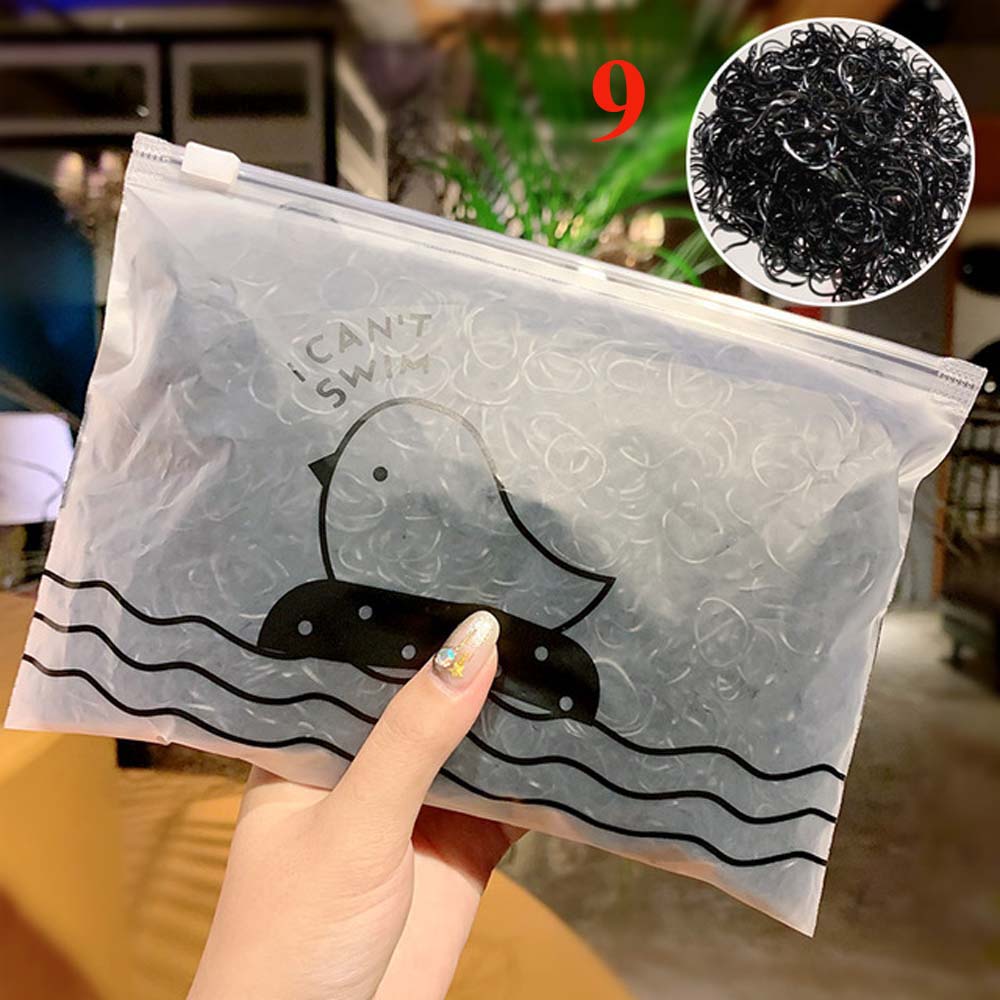 1000 stk/pakning engangs gummistrikk tyggegummi for jenter fargerik liten hestehaleholder elastiske hårbånd hårtilbehør: 9